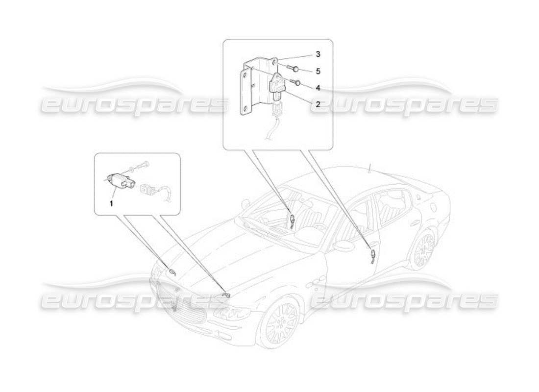 maserati qtp. (2005) 4.2 diagramme des pièces des capteurs de collision