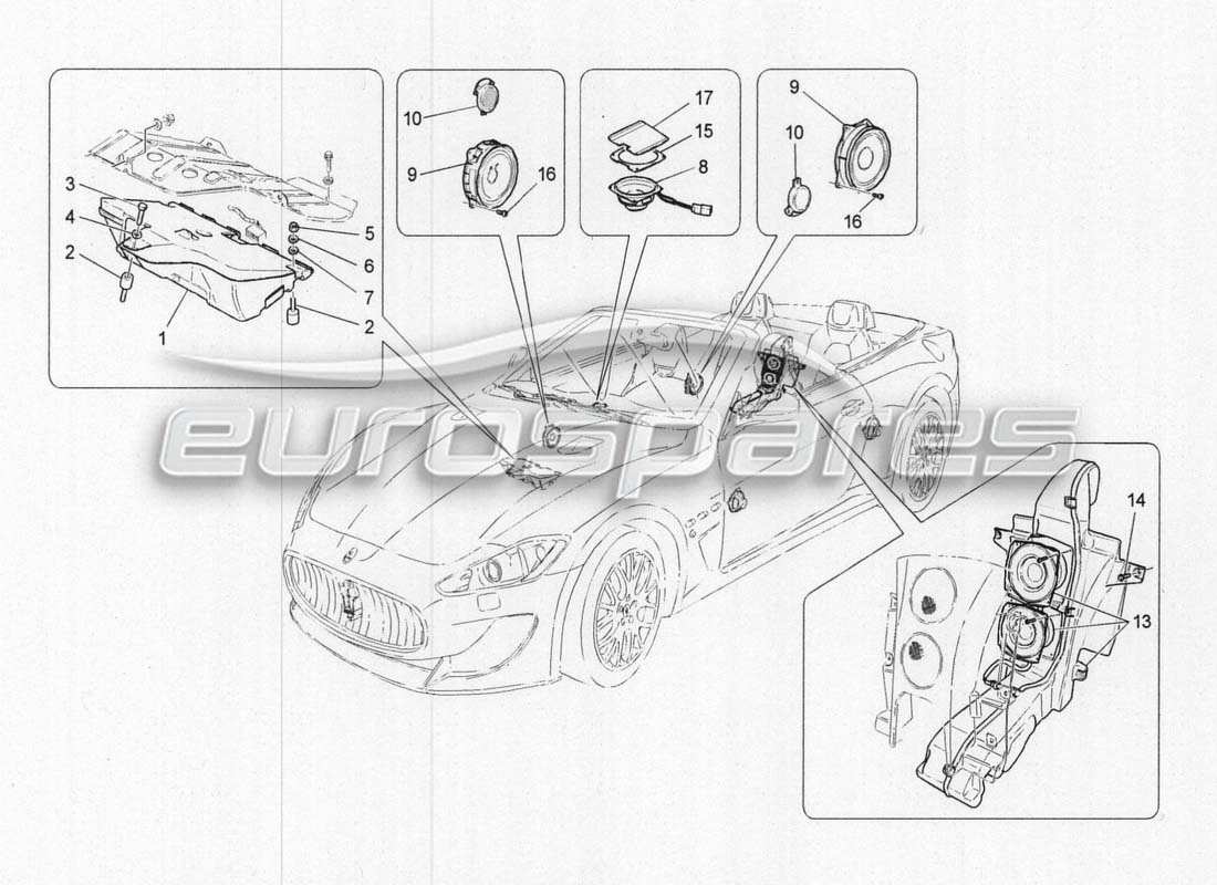 maserati grancabrio mc centenario schéma des pièces du système de diffusion sonore