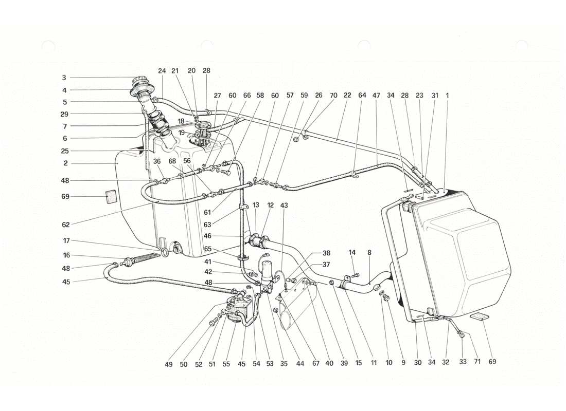 ferrari 208 gtb gts système de carburant schéma des pièces