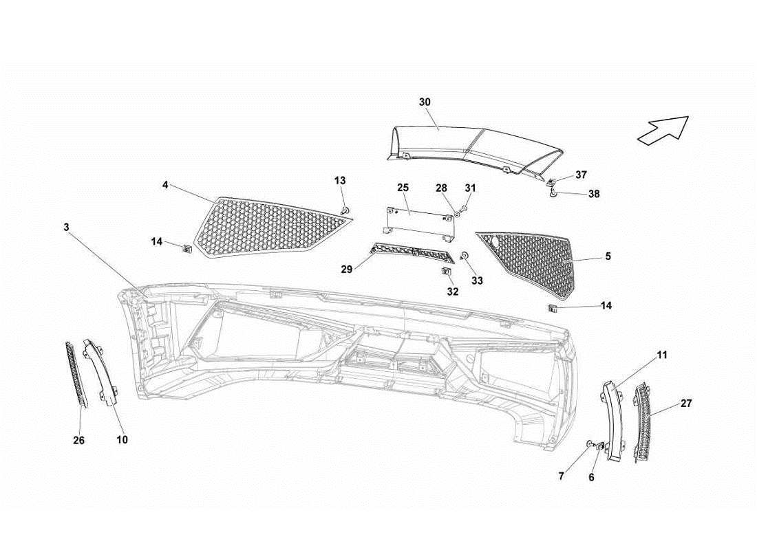 lamborghini gallardo lp570-4s perform calandres - pare-chocs avant schéma des pièces