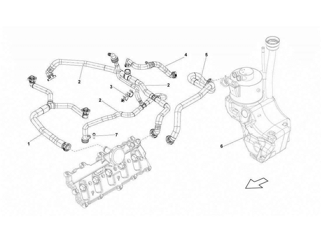 lamborghini gallardo lp560-4s update schéma des pièces du tuyau de reniflard d'huile