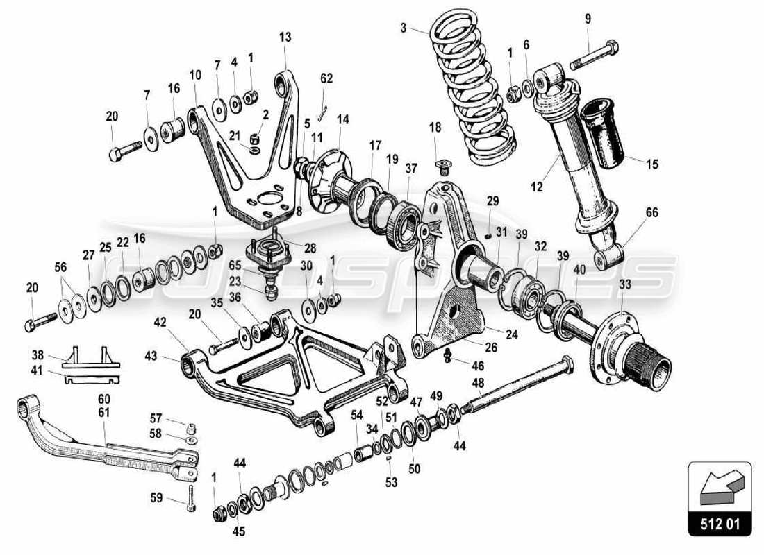 lamborghini miura p400s suspension arrière schéma des pièces