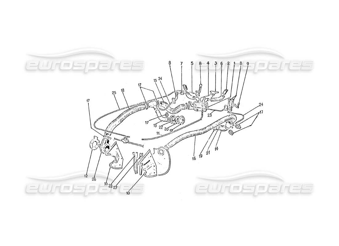 ferrari 275 (pininfarina coachwork) schéma des pièces du gruppo riscaldamento aerazione