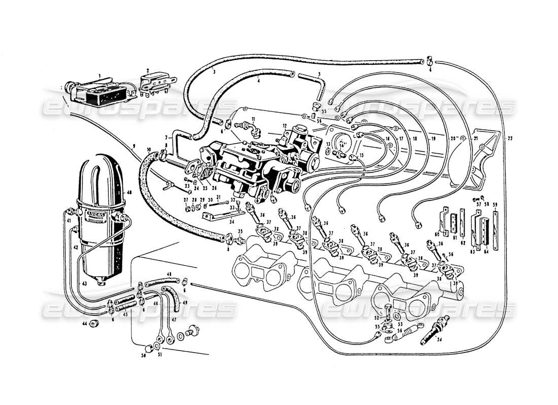 maserati 3500 gt équipement d'injection schéma des pièces