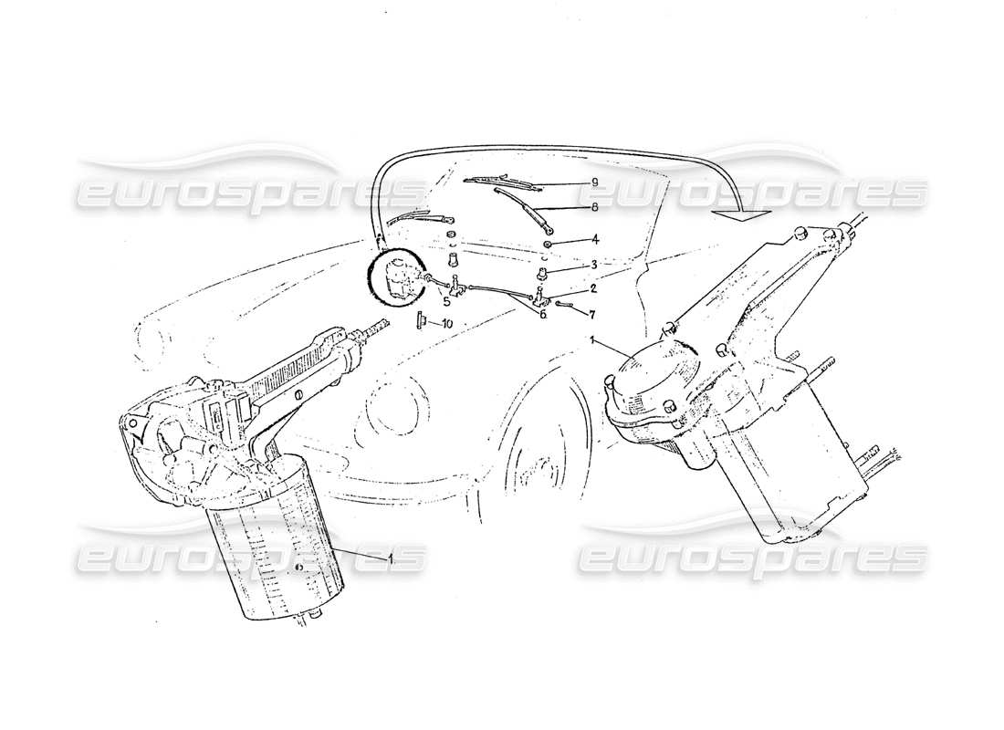 ferrari 275 (pininfarina coachwork) schéma des pièces du groupe tergicristalli