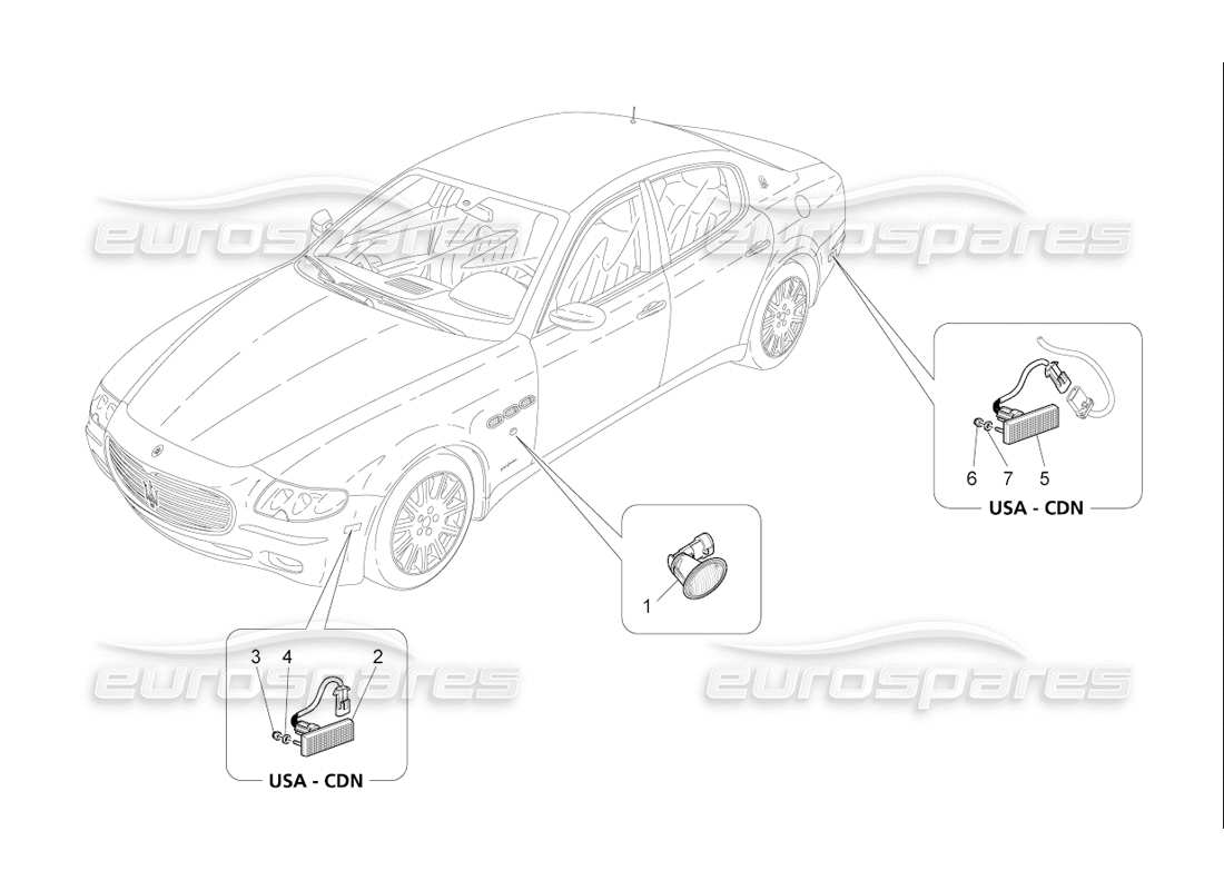 maserati qtp. (2006) 4.2 f1 diagramme des pièces des groupes de feux latéraux