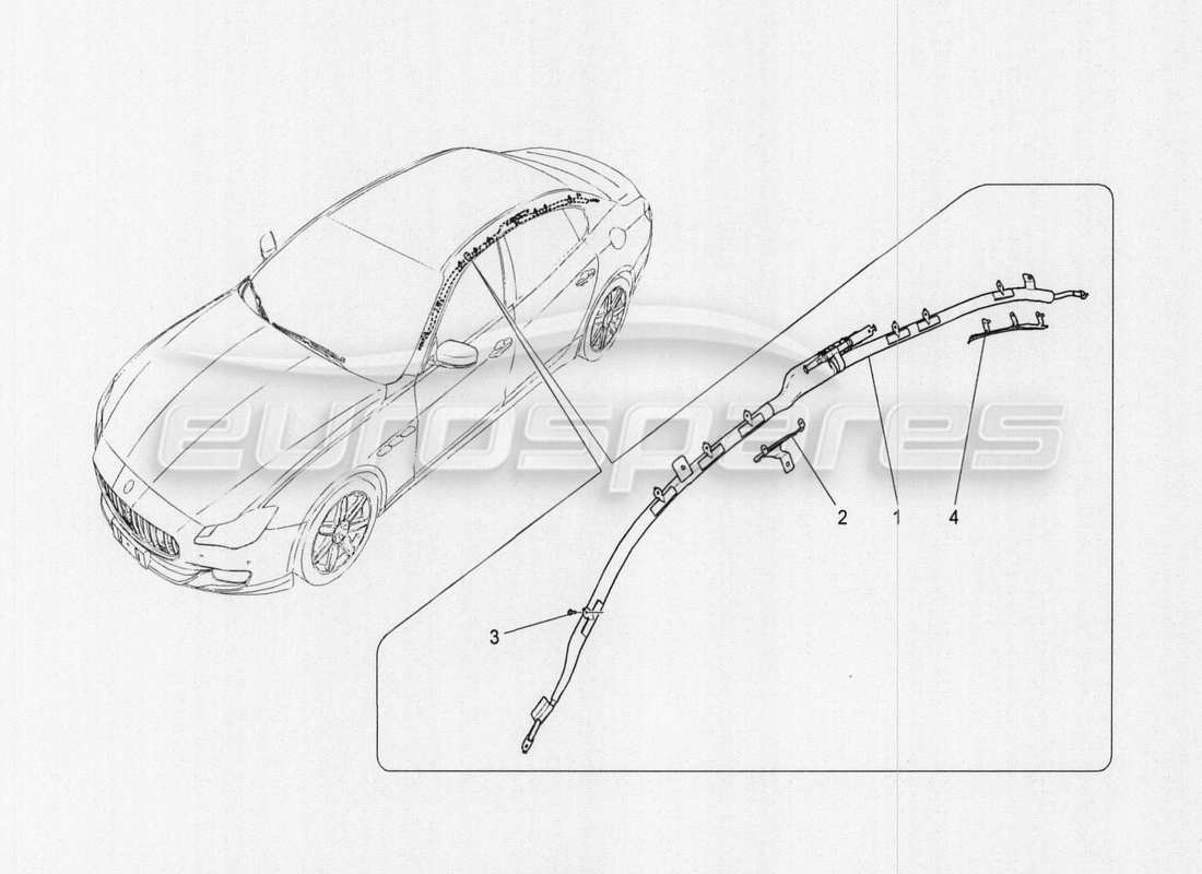 maserati qtp. v8 3.8 530bhp auto 2015 diagramme des pièces du système de sacs à fenêtre