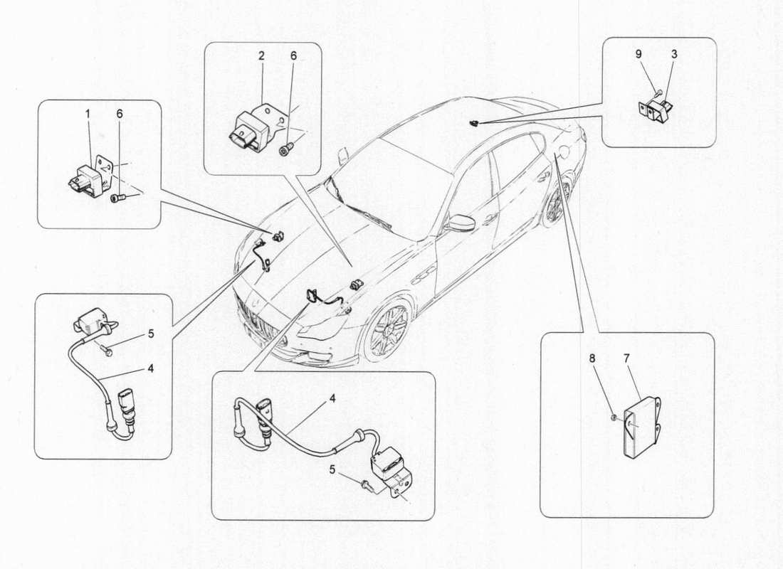 maserati qtp. v6 3.0 bt 410bhp 2015 schéma des pièces de la commande électronique (suspension)