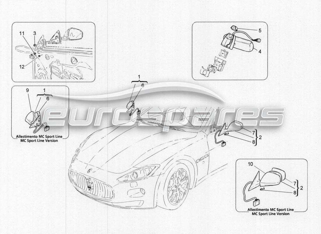 maserati grancabrio mc centenario rétroviseurs intérieurs et extérieurs schéma des pièces