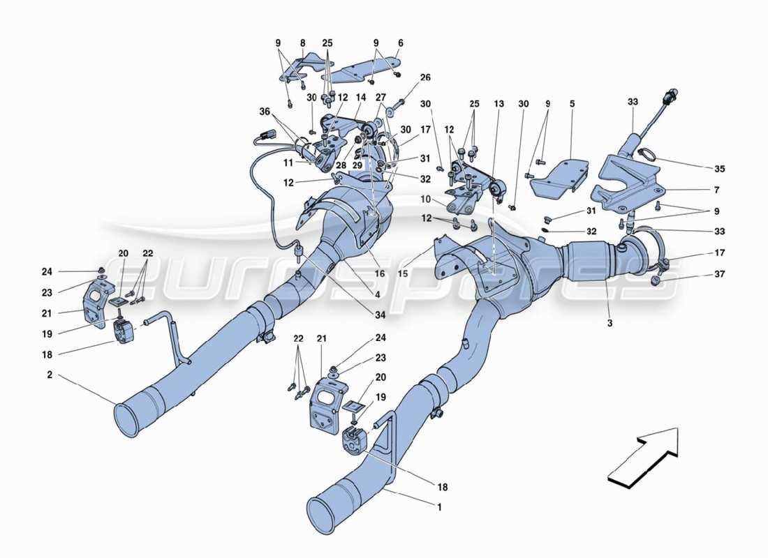 ferrari 488 challenge système d'échappement schéma des pièces