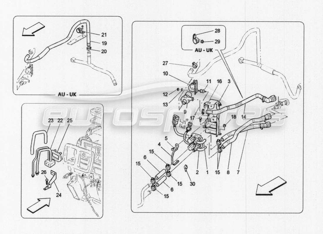 maserati granturismo special edition unité ac : schéma des pièces des dispositifs du compartiment moteur