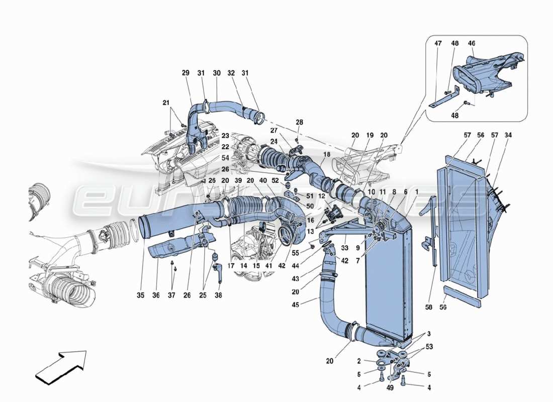 ferrari 488 challenge refroidisseur intermédiaire schéma des pièces