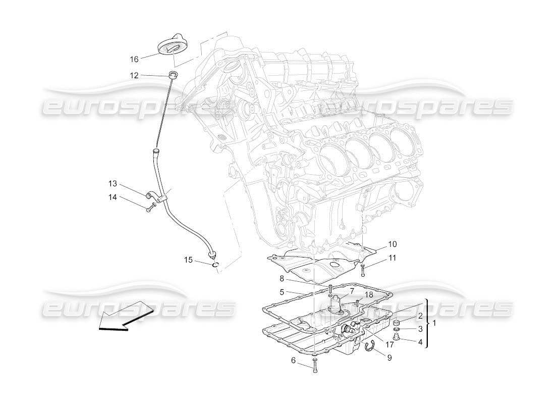 maserati qtp. (2011) 4.2 auto système de lubrification : schéma des circuits et des pièces de collecte