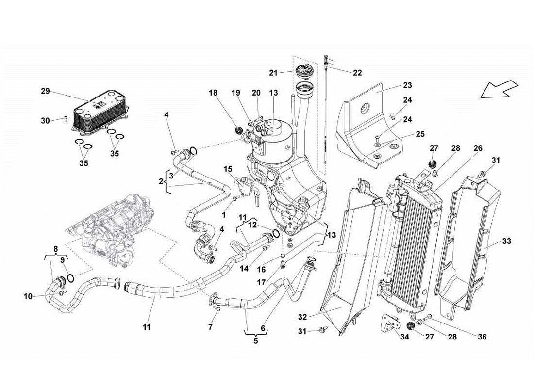 lamborghini gallardo lp560-4s update radiateur du système d'huile schéma des pièces