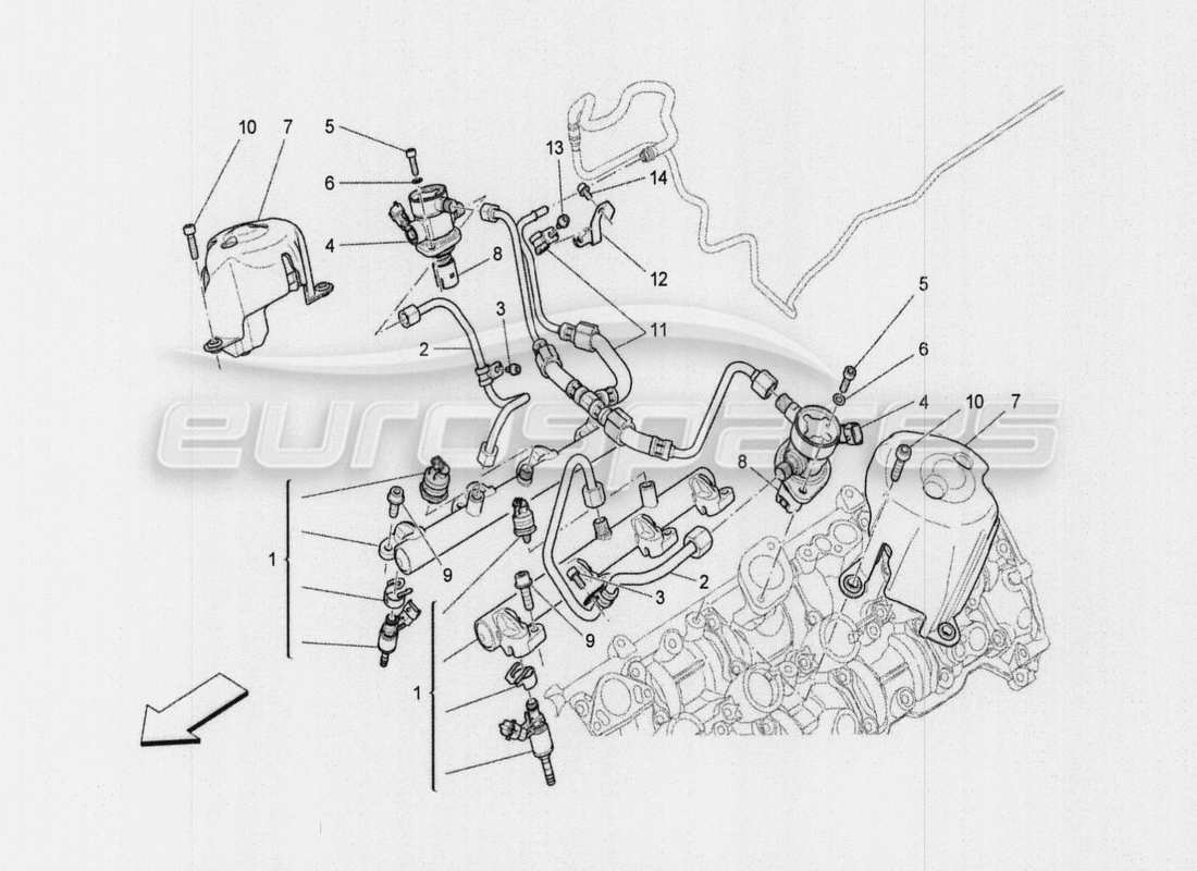 maserati qtp. v8 3.8 530bhp auto 2015 schéma des pièces des pompes à carburant et des conduites de connexion