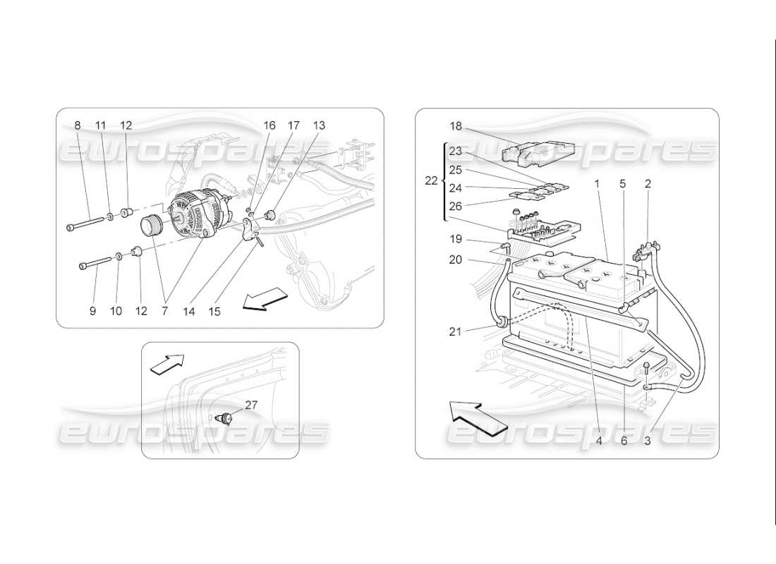 maserati qtp. (2007) 4.2 f1 diagramme des pièces de production et d'accumulation d'énergie