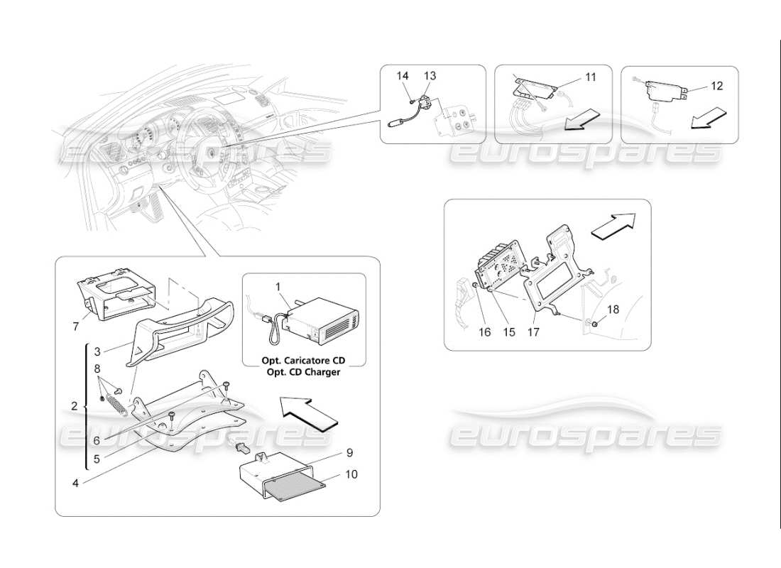 maserati qtp. (2007) 4.2 f1 diagramme des pièces du système informatique