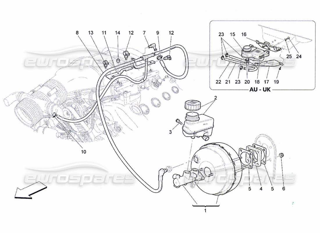 maserati qtp. (2010) 4.7 système d'asservissement de freinage schéma des pièces