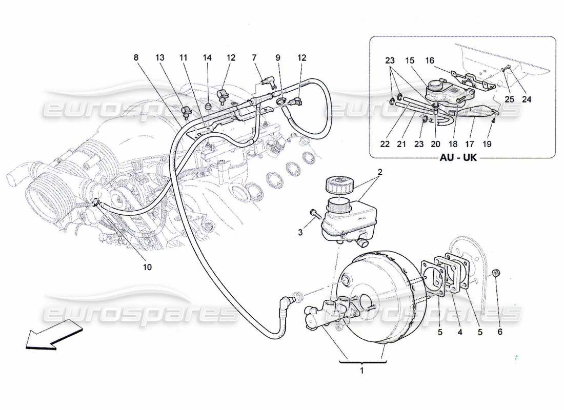 maserati qtp. (2010) 4.7 schéma des pièces du système de servofrein