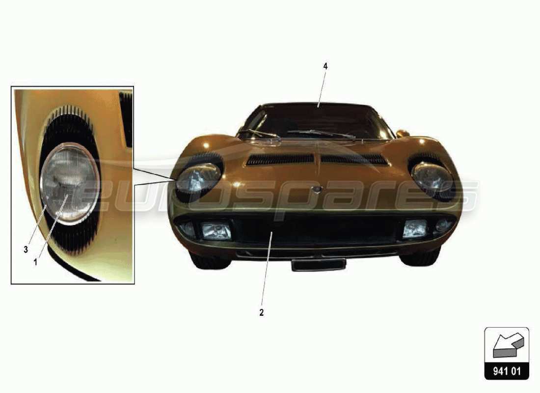 lamborghini miura p400s lumières schéma des pièces
