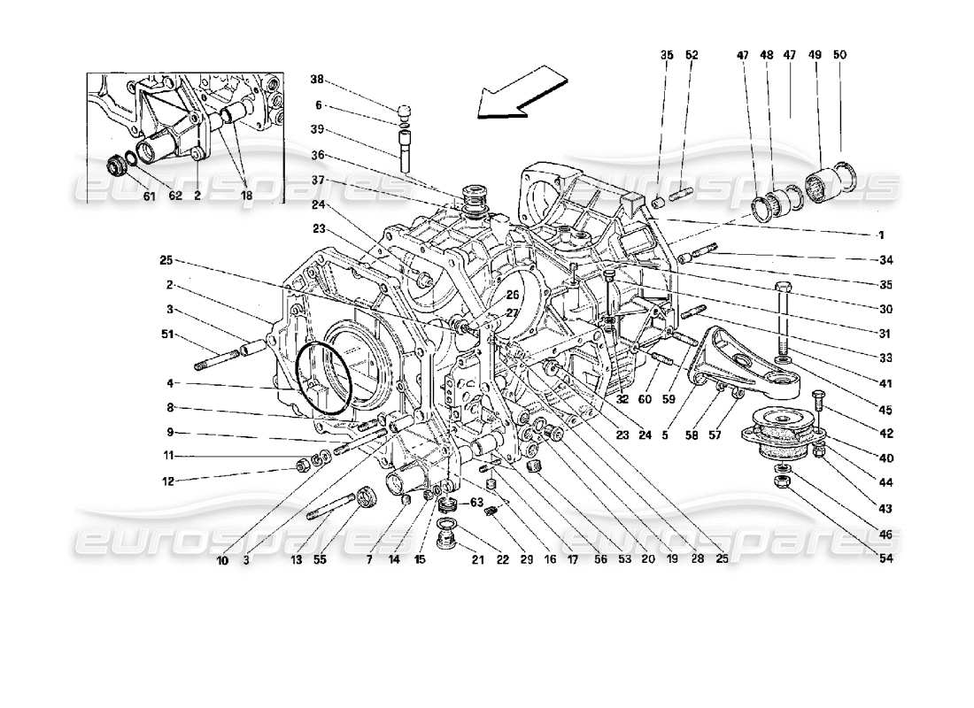 ferrari mondial 3.4 t coupe/cabrio boîtier de boîte de vitesses et interm. boîtier - valable pour les voitures avec 4p diagramme de pièces