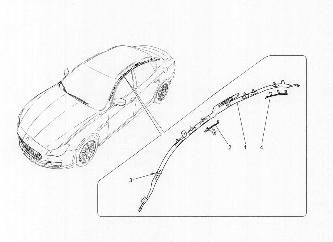 maserati qtp. v6 3.0 bt 410bhp 2wd 2017 diagramme des pièces du système de sacs à fenêtre