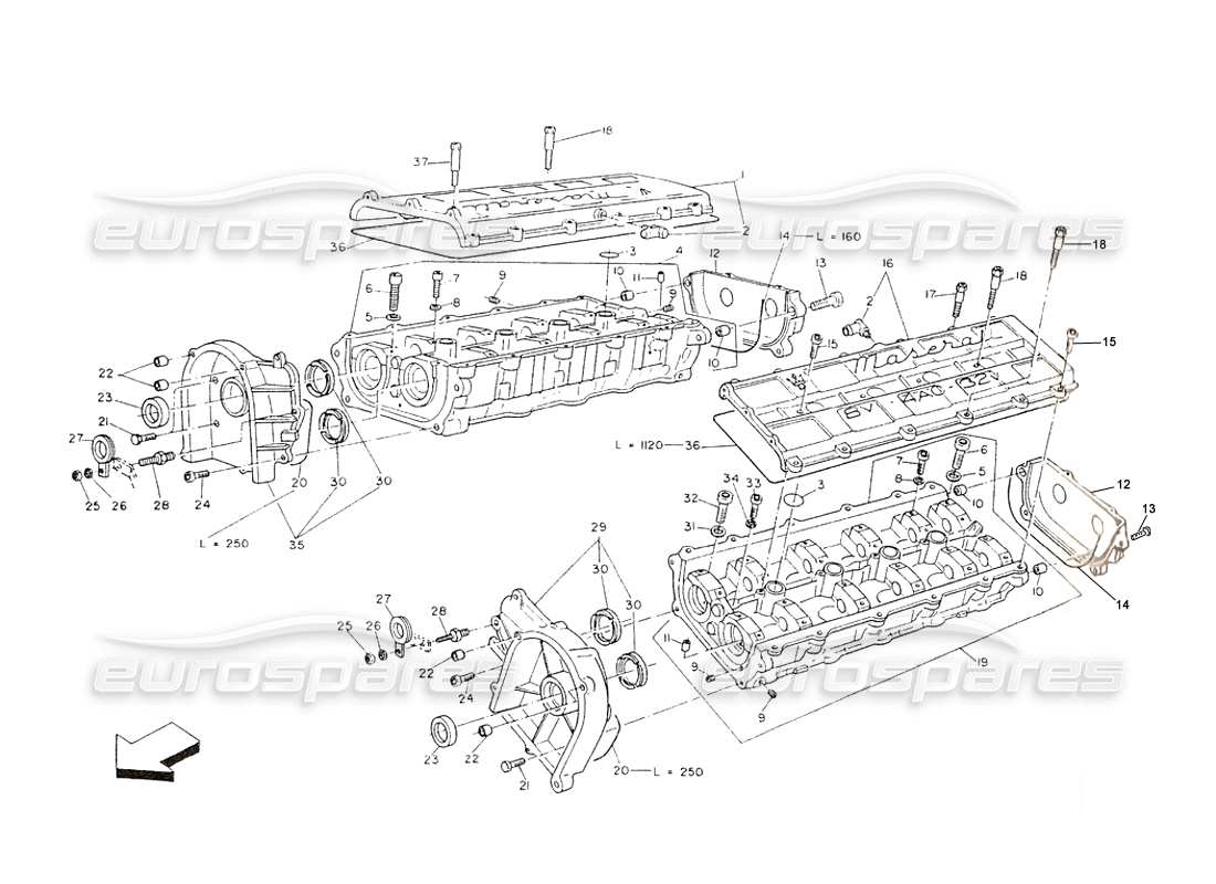 maserati shamal support d'arbre à cames de distribution schéma des pièces