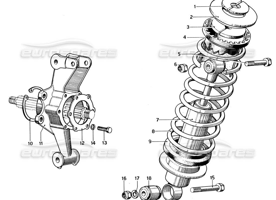 ferrari 330 gtc coupe suspension arrière - support de roue schéma des pièces