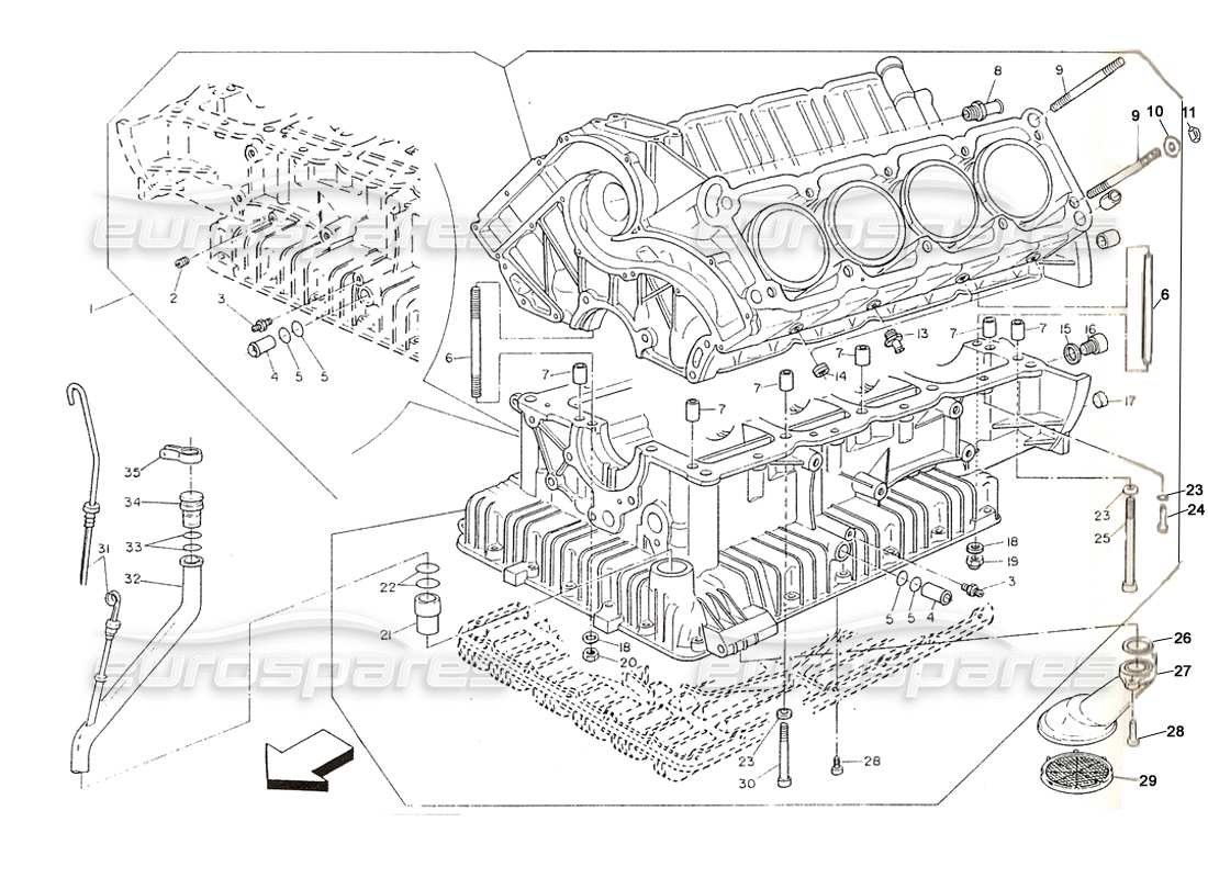 maserati shamal bloc-cylindres (vers le moteur 700279) schéma des pièces