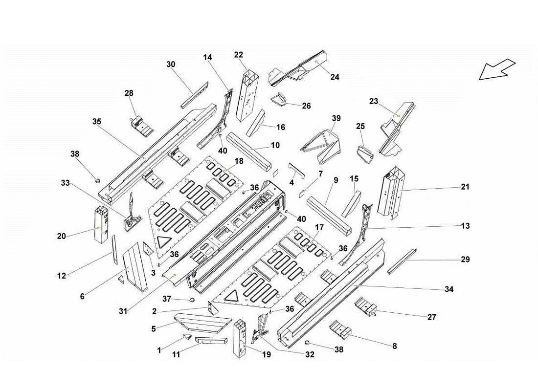 lamborghini gallardo lp570-4s perform diagramme des pièces des éléments du cadre central
