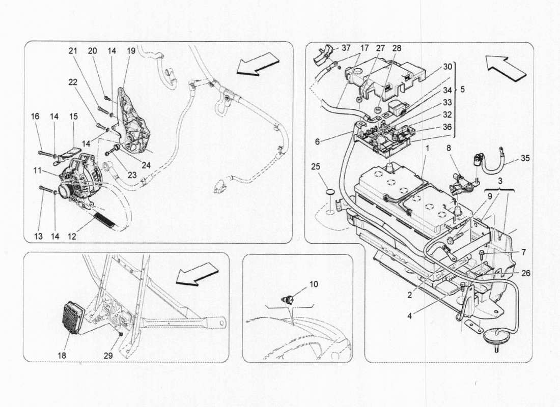 maserati qtp. v6 3.0 bt 410bhp 2015 diagramme des pièces de production et d'accumulation d'énergie