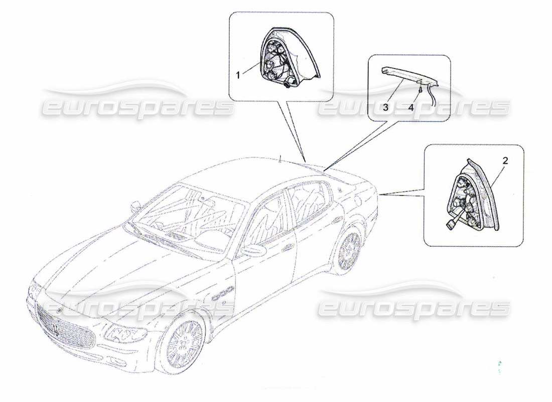 maserati qtp. (2010) 4.7 diagramme des pièces des groupes de feux arrière