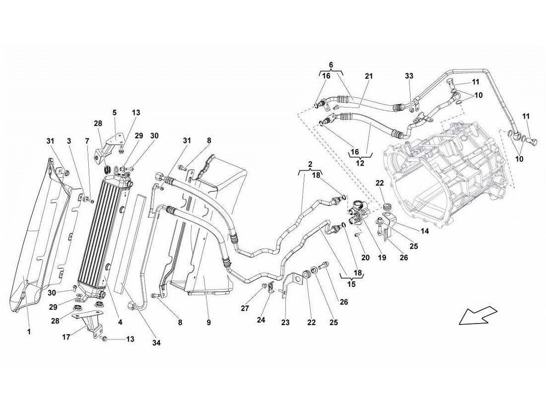 lamborghini gallardo lp560-4s update refroidisseur d'huile schéma des pièces