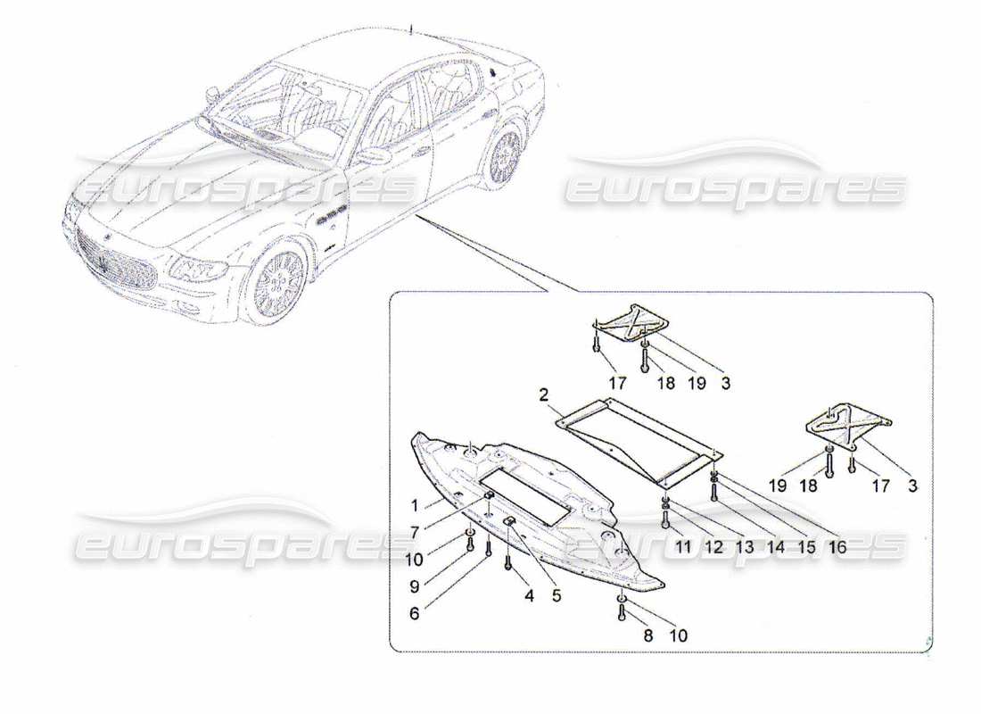 maserati qtp. (2010) 4.2 schéma des pièces du soubassement et des protections de soubassement