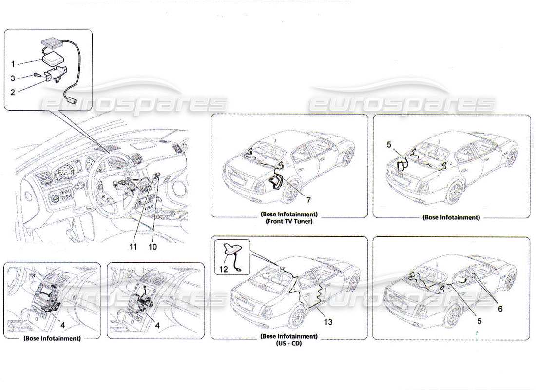 maserati qtp. (2010) 4.2 schéma des pièces du système de réception et de connexion