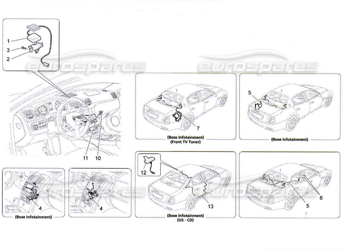 maserati qtp. (2010) 4.2 système de réception et de connexion schéma des pièces