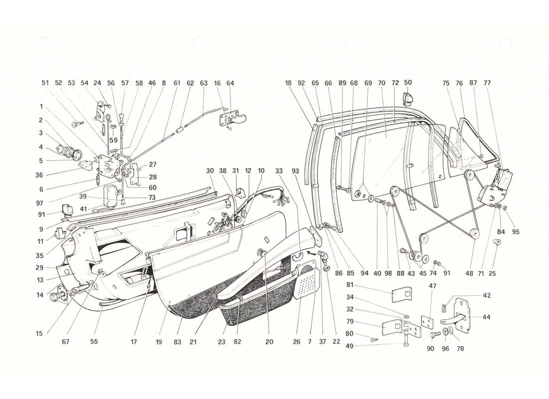 ferrari 208 gtb gts des portes schéma des pièces