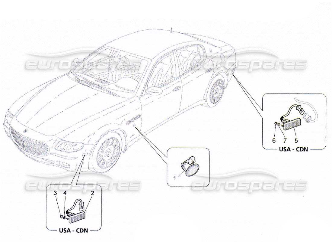 maserati qtp. (2010) 4.2 diagramme des pièces des groupes de feux latéraux