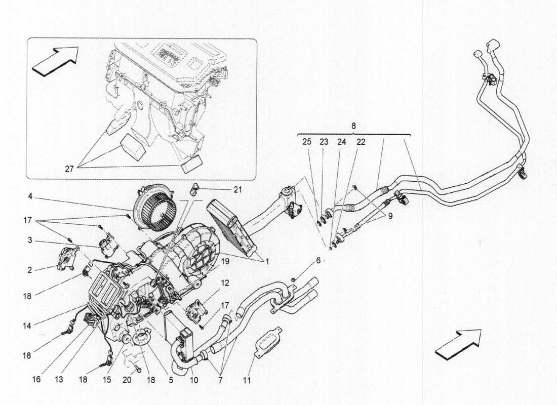 maserati qtp. v6 3.0 bt 410bhp 2015 unité ac : appareils de tunnel schéma des pièces