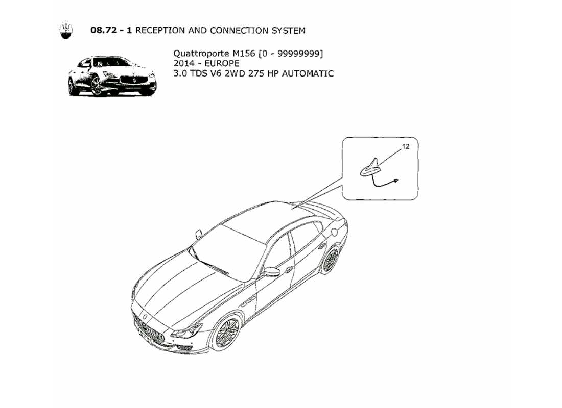 maserati qtp. v6 3.0 tds 275bhp 2014 schéma des pièces du système de réception et de connexion