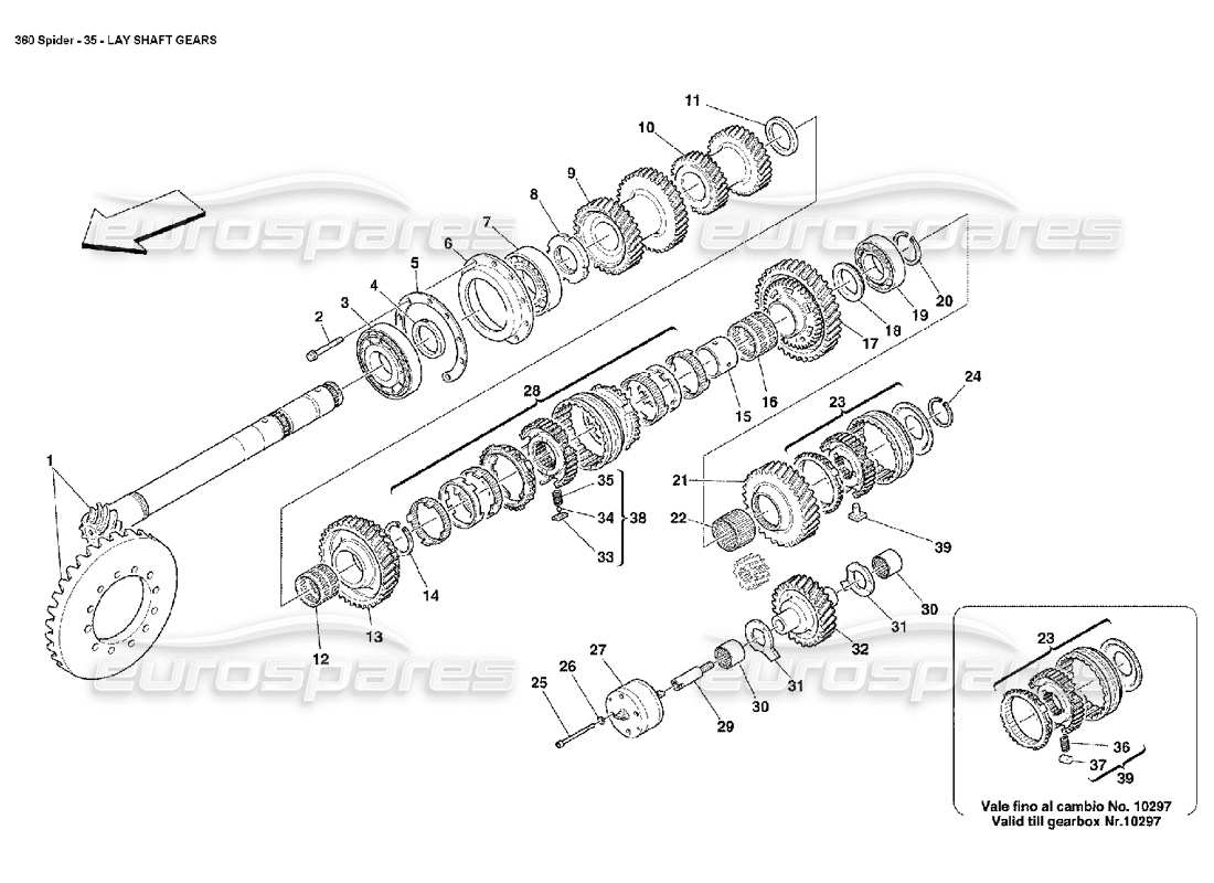 ferrari 360 spider engrenages à arbre posé schéma des pièces