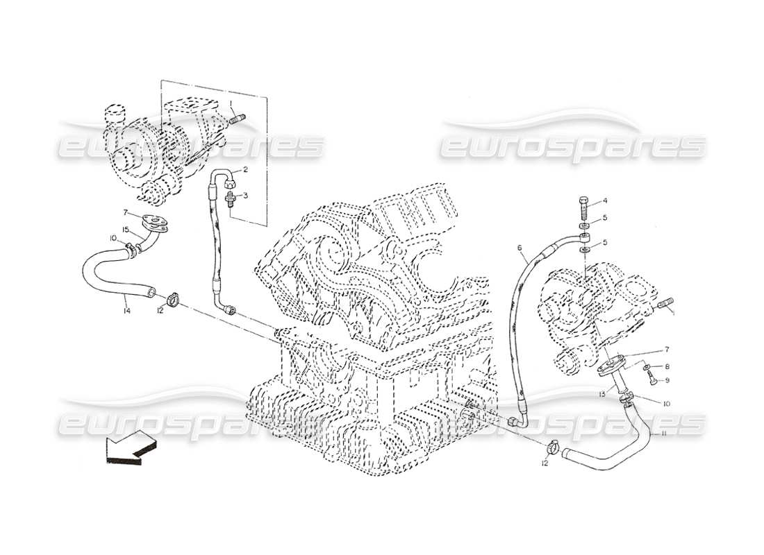 maserati shamal lubrification du turbocompresseur schéma des pièces