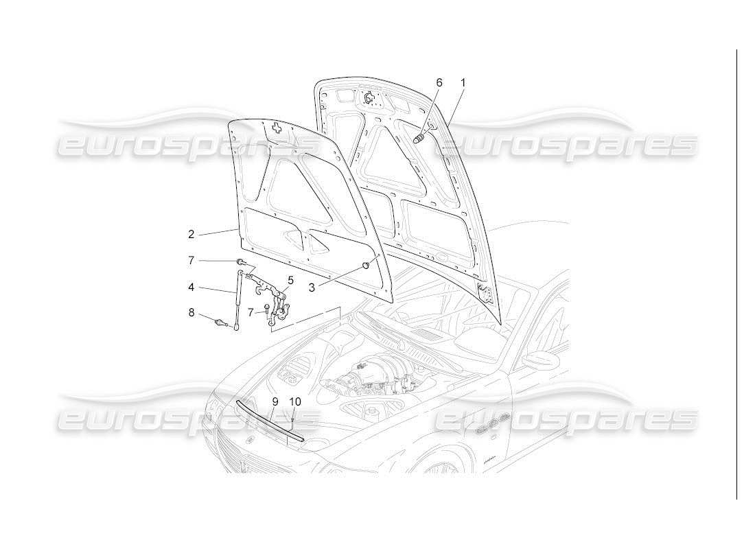 maserati qtp. (2007) 4.2 auto diagramme des pièces du couvercle avant