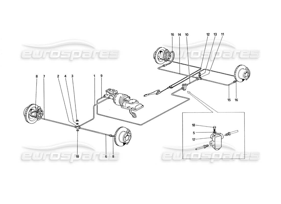 ferrari 328 (1985) système de freinage schéma des pièces