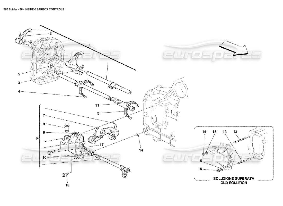 ferrari 360 spider commandes intérieures de la boîte de vitesses schéma des pièces