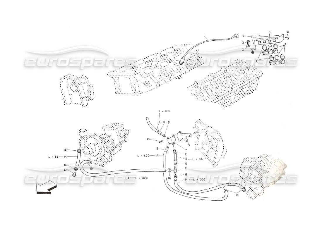 maserati shamal système de contrôle de suralimentation et relais schéma des pièces
