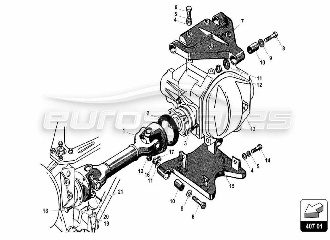 lamborghini 350 gt schéma des pièces de l'arbre de transmission avant et des bras