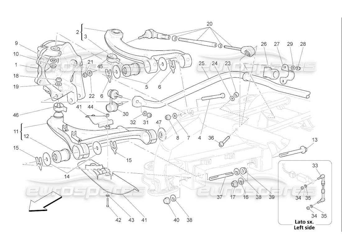 maserati qtp. (2007) 4.2 f1 schéma des pièces de la suspension arrière