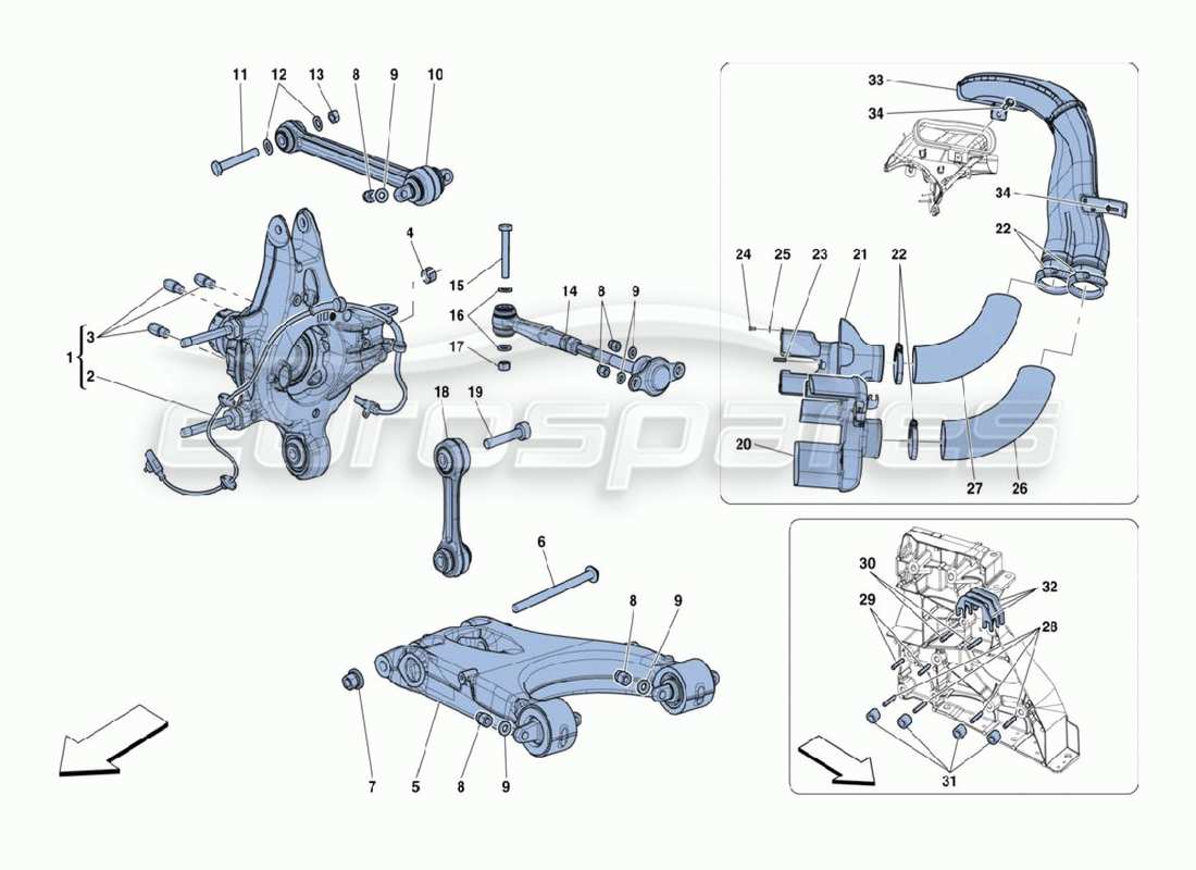 ferrari 488 challenge suspension arrière schéma des pièces