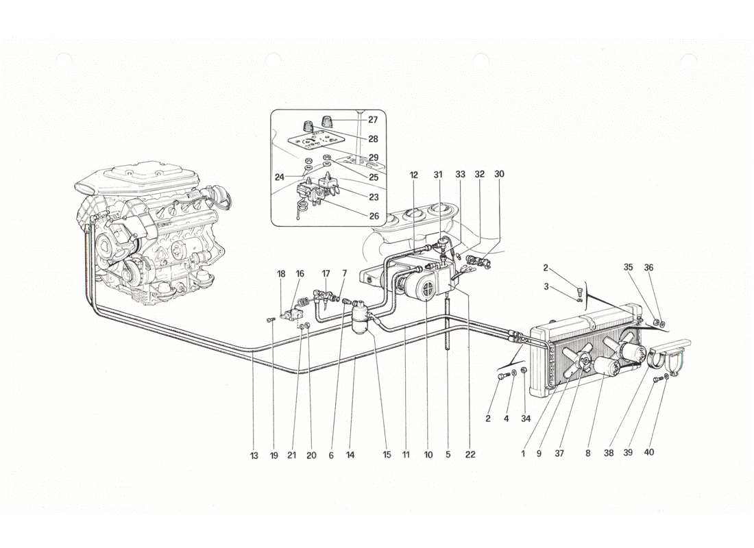 ferrari 208 gtb gts schéma des pièces du système de climatisation
